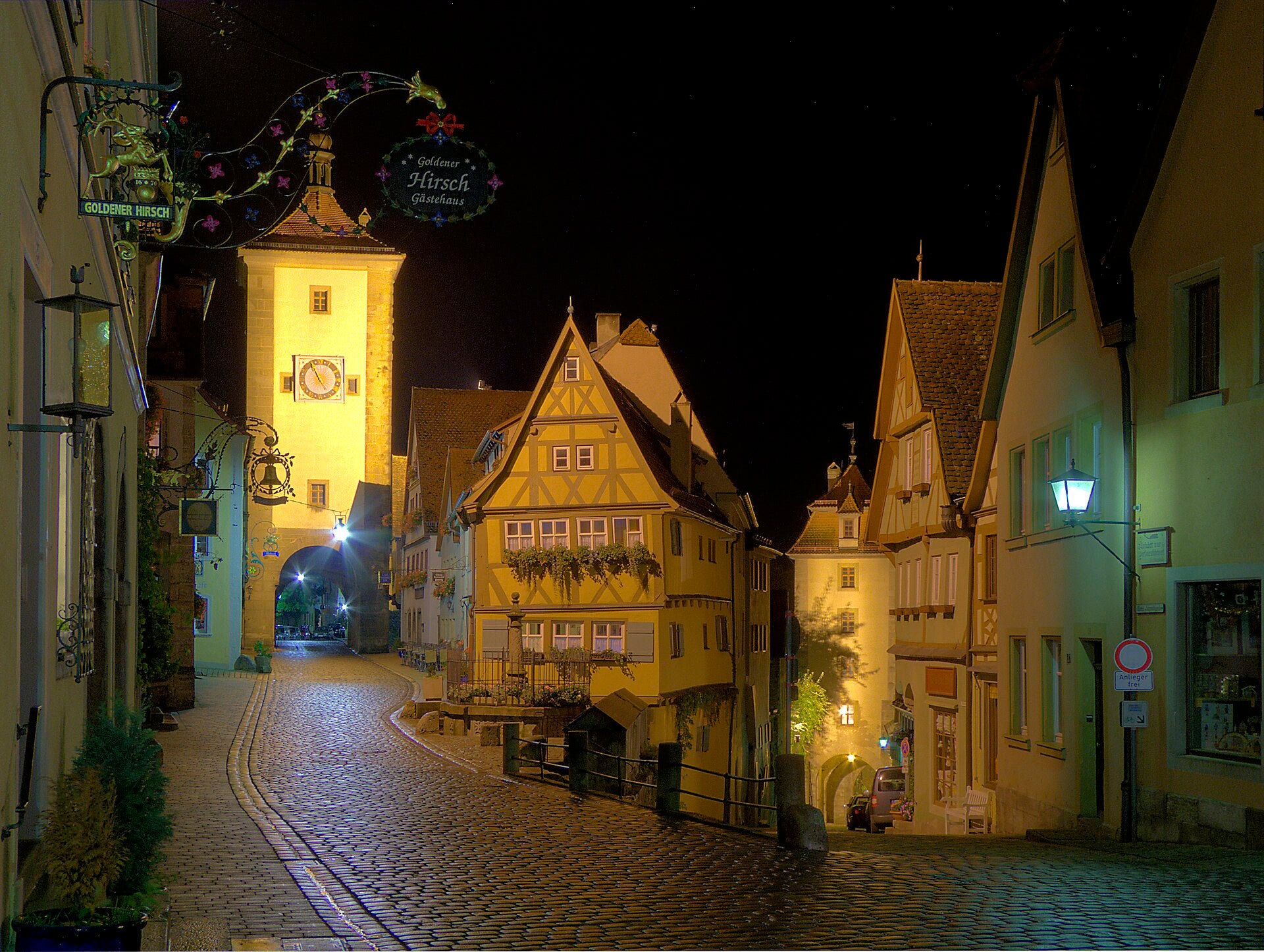 O Plönlein de Rothenburg ob der Tauber à noite